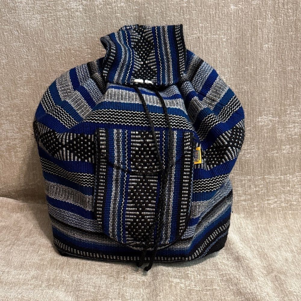 Pinzon Blue and Black Striped Backpack